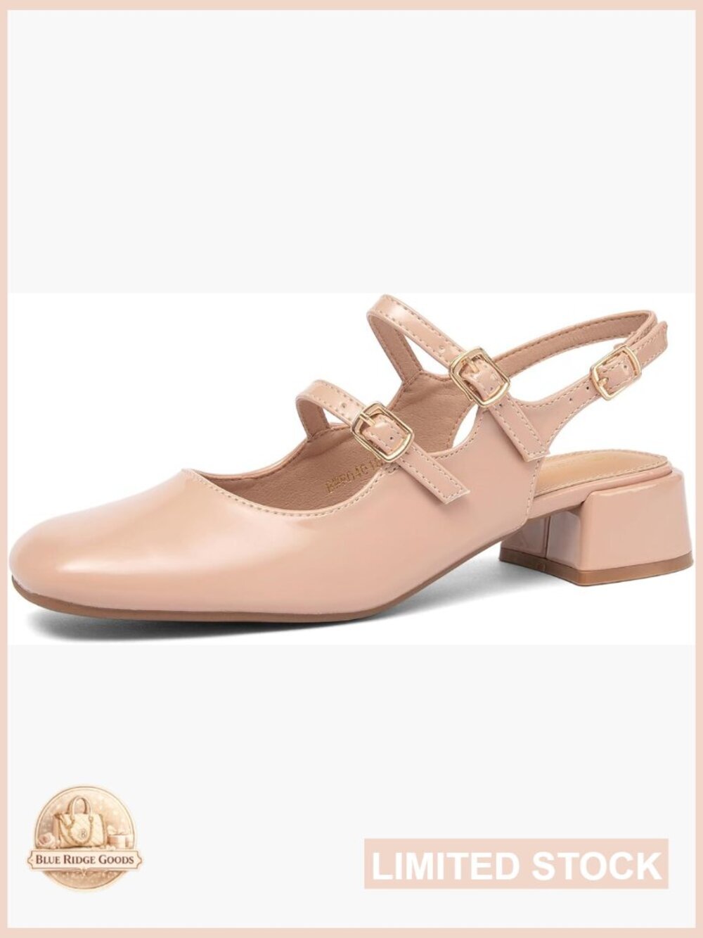 Women's Square Toe Block Heel Slingback Mary Jane Pumps